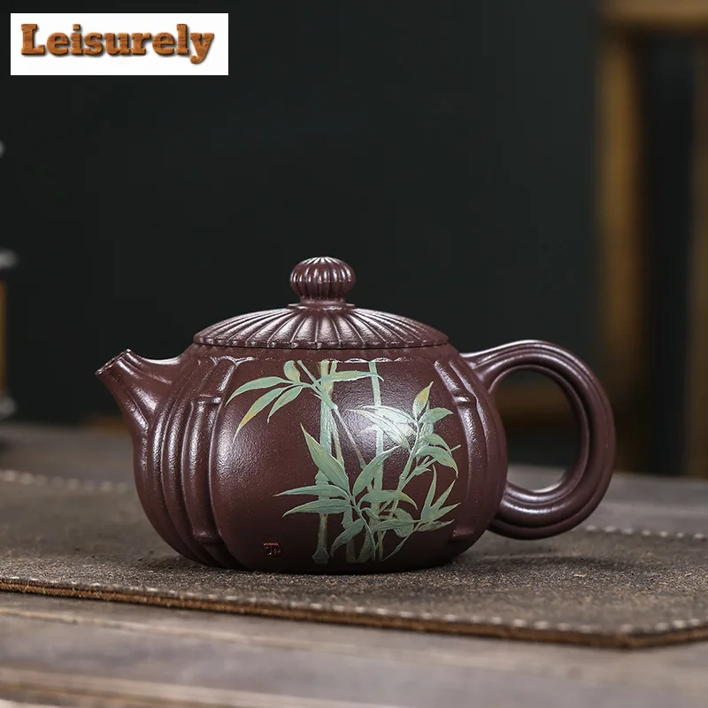 490ml Luxury Yixing Purple Clay Teapots Handmade Xishi Pot Raw Ore Purple Mud Tea Making Kettle With Filter Chinese Zisha Teaset
