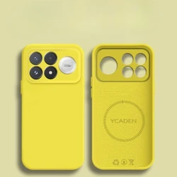 Luxury Built - in Magnetic Liquid Silicone Solid Color Phone Case Cover for Poco F9 Pro (Pear yellow)
