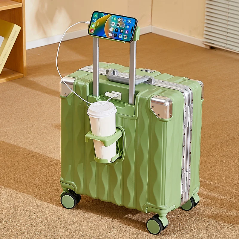 Valise cabine à code avec port usb et porte-gobelet intégrés_voghion.com