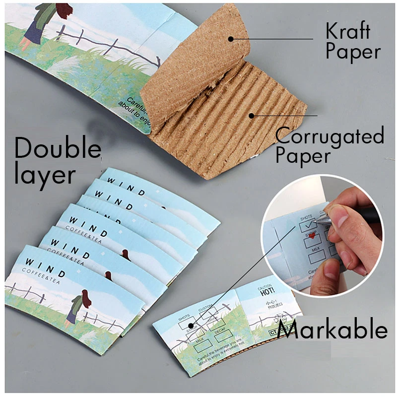 25PCS Disposable Cup Sleeve Paper Kraft for Cold and Hot Drinks Tea Coffee Beverages Co... - SKU DCS01205 - UGI Packaging