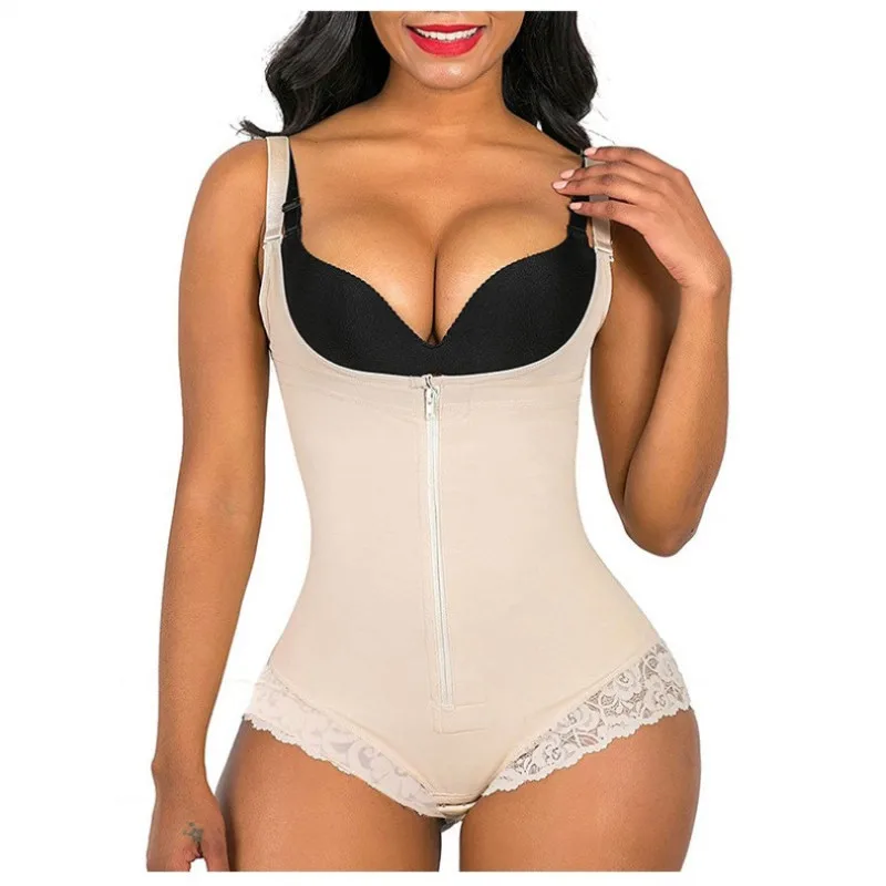 

One piece body shaping garment with waistband and buttocks lifting, tight and beautiful body corset with belly tightening