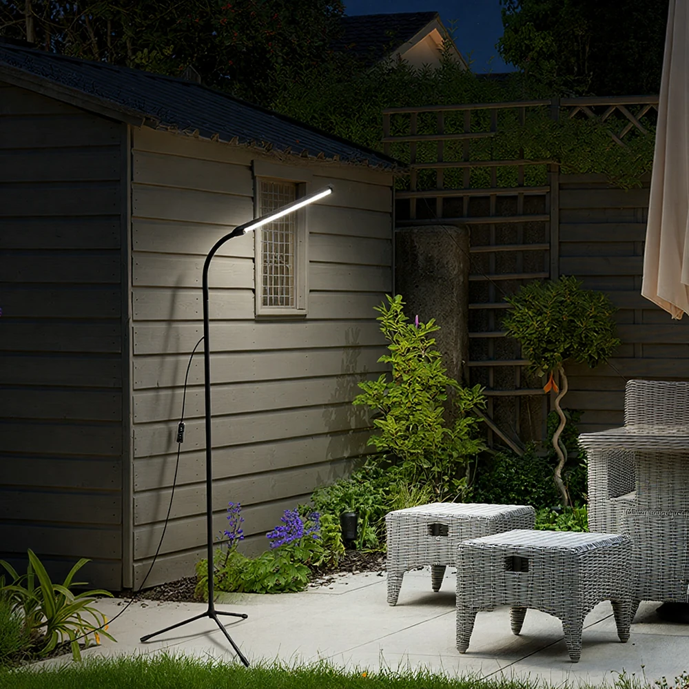 Floor Lamp Outdoor - Adjustable Color Temperature and Brightness, Standing Work Light for Living Room, Patios, Camping & Garden