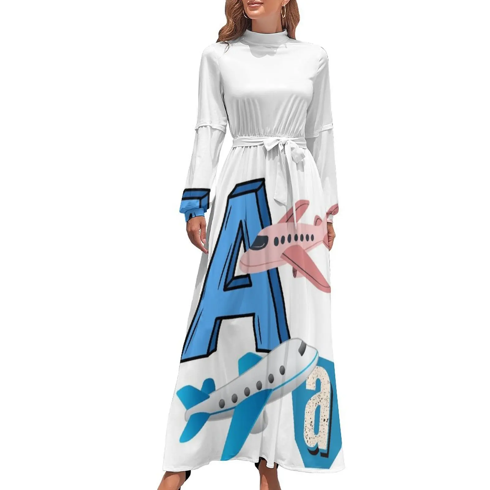 thumbnail image 1 of Un avión con el alfabeto. Vestido largo, vestidos de verano para mujer 2024, vestidos de fiesta, vestidos sexys de estilo coreano, 1 of 5