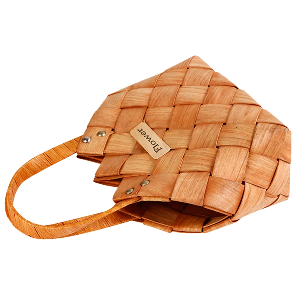

Wear-resistant Grocery Basket Delicate Wooden Flower Picnic Woven Kitchen Essential Travel