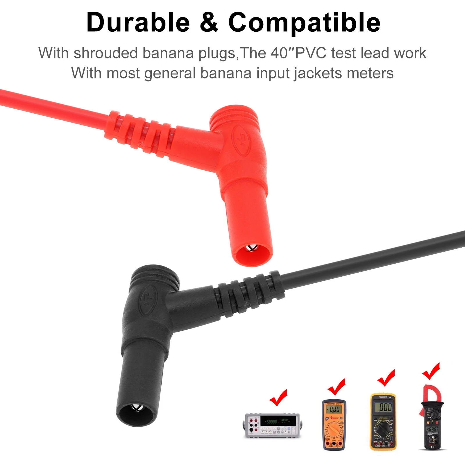 QJE Back Probe Test Leads – Copper Alloy Pins With 24K Gold Plating – Multimeter Sharp Probe