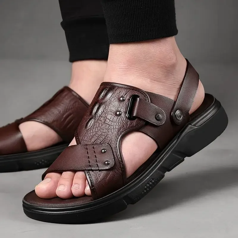 Men's summer outdoor slip-resistant thick-soled sandals flip-flops beach shoes sports for driving flat double-purpose sandals