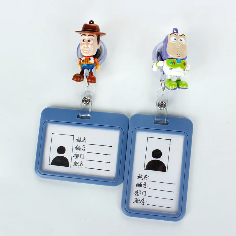Disney 3D Toy Story Stitch ID Card Holder Scalable Toggle Clip Employee Card Doctor Nurse Chest Student Bus Badge Holder