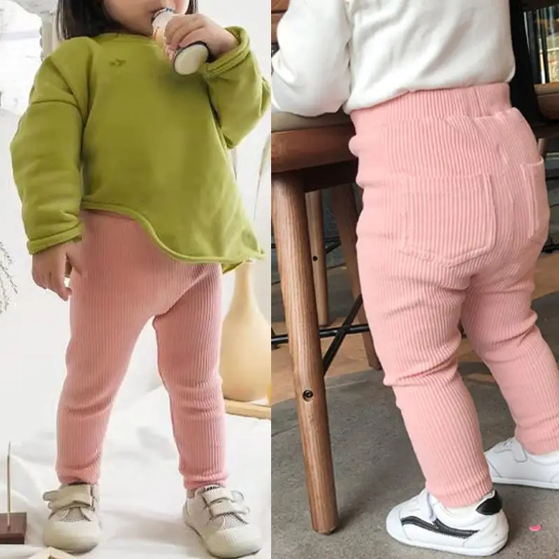 Spring Summer Solid Pink Leggings for Girls Cotton Ribbed Pants Sport for  Boys Kids Sweatpants Children's Clothing from 2 to 7Y