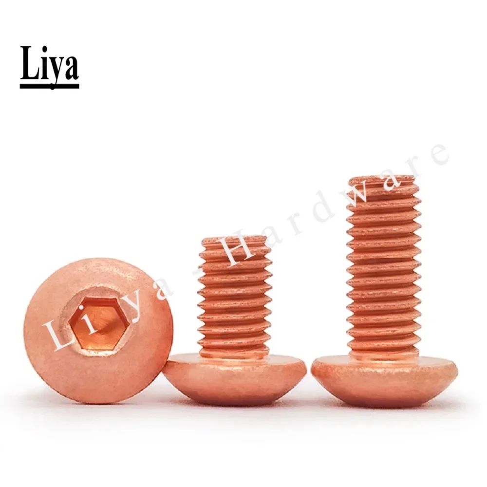 M2M2.5M3M4M5M6M8 ISO7380 T2 solid Copper half-round head hexagon screw button head screw mushroom screws 2-10pcs