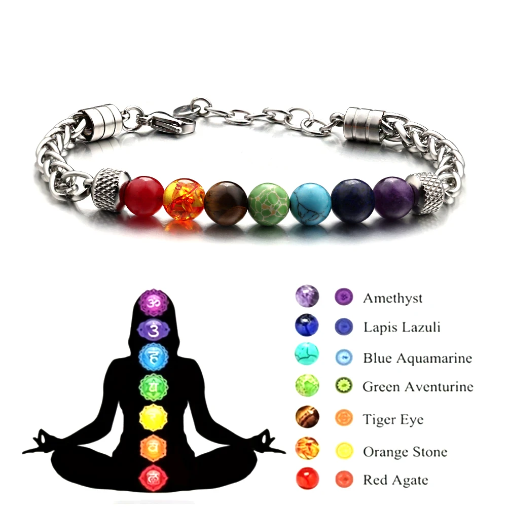 7 Chakra Reiki Bracelet Yoga Balance Energy Imitate Volcanic - Temu