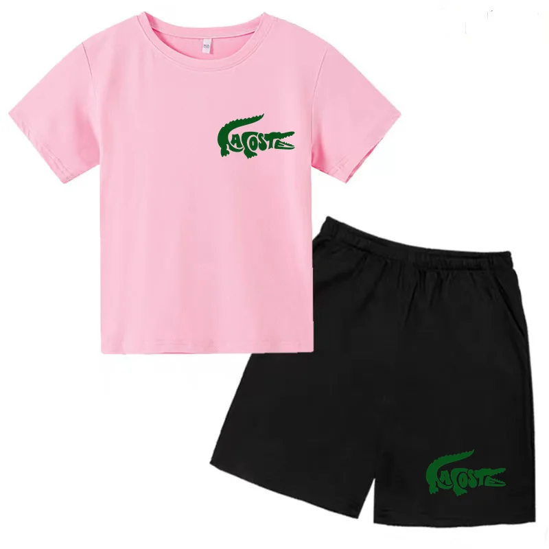 Summer Kids Tracksuit T-shirt + Shorts Handsome Creative Print for Boys and Girls Preschool 3-13 Skin Friendly and Comfortable