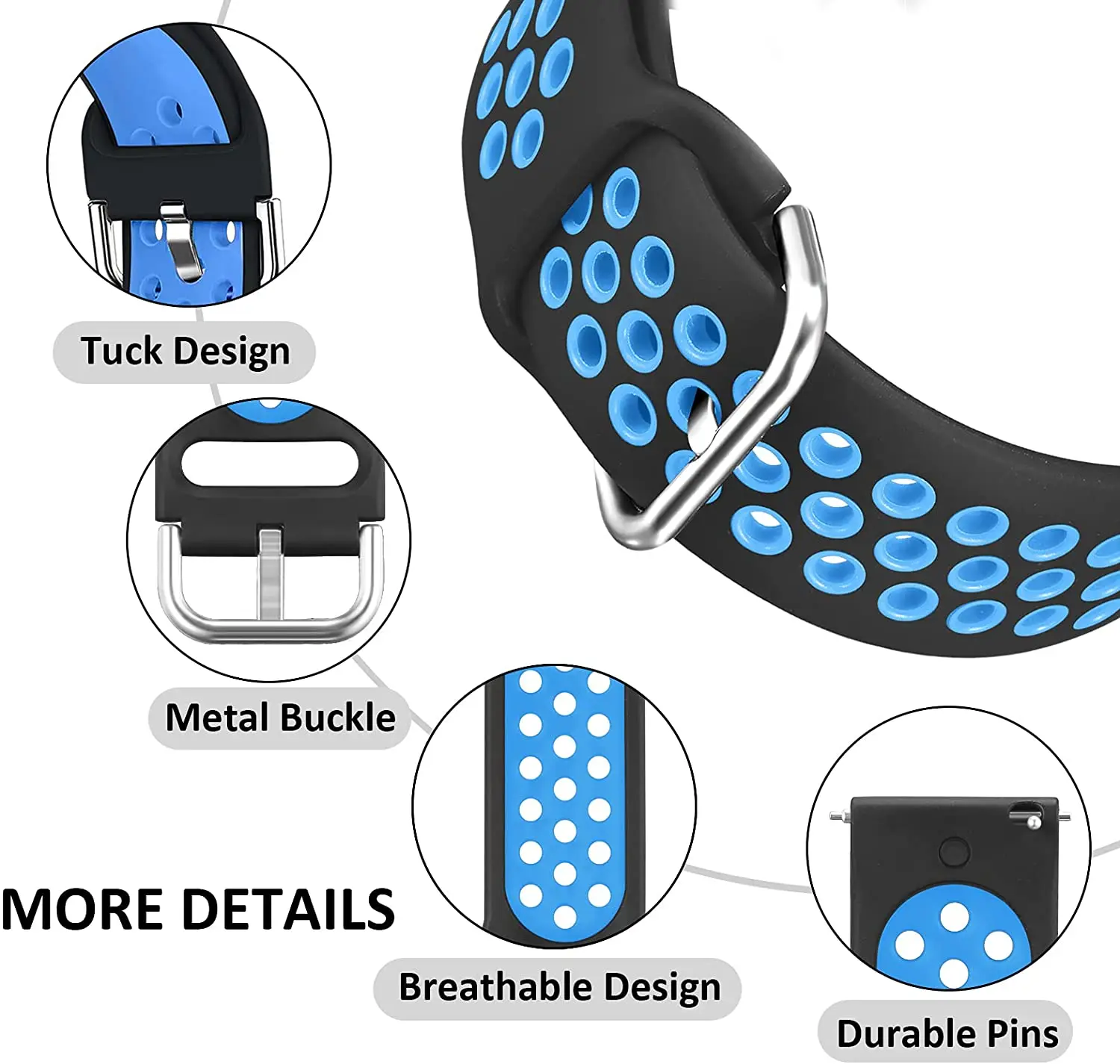 Breathable Silicone Sport Watch Strap Replacement in Vibrant Colors