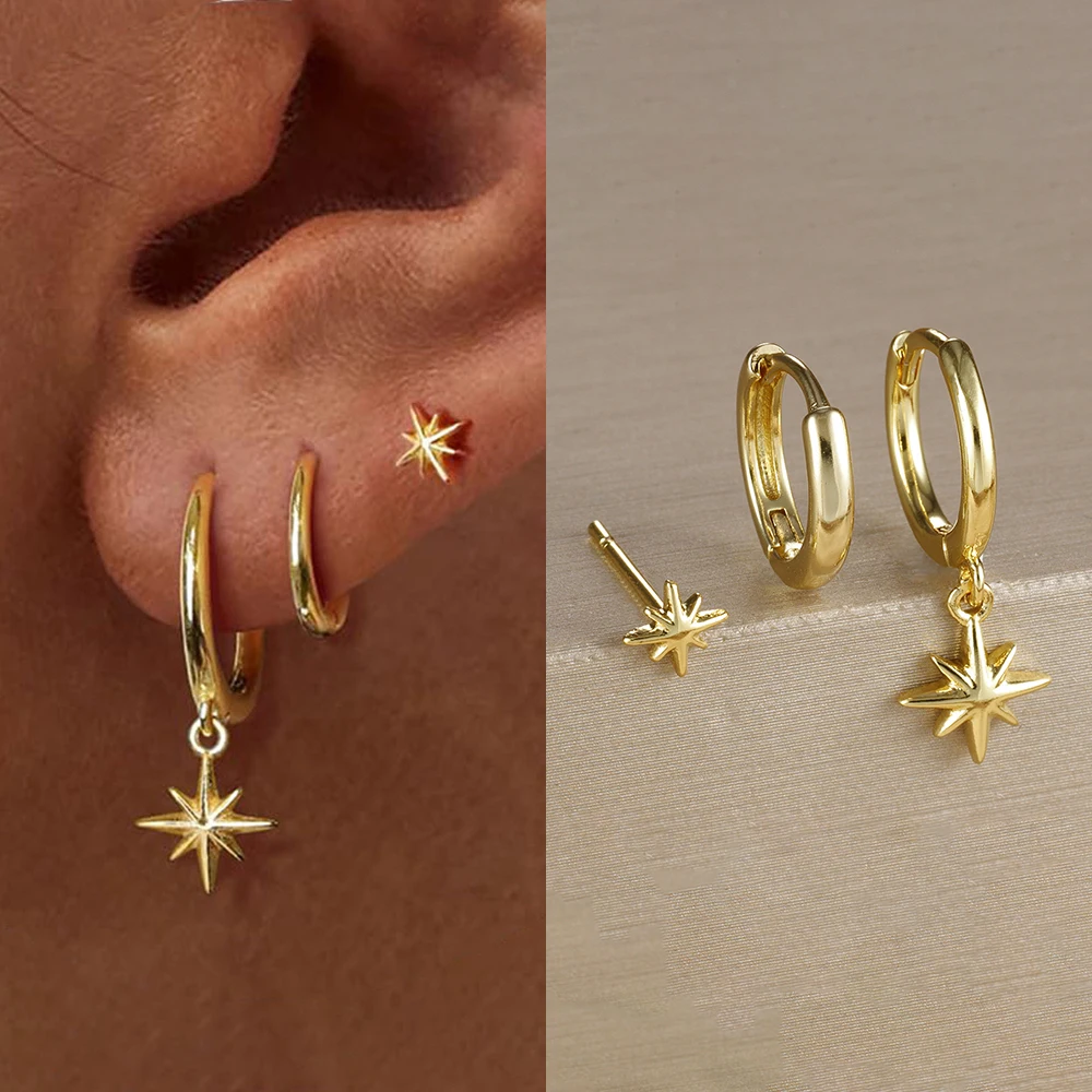 Boucles D'oreilles étoiles Dorées Avec Cristaux - Vintage - Occasion Parfait état