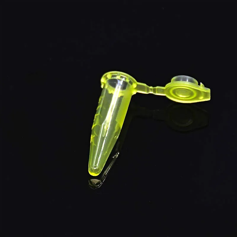Microtubes Centrifuge Tube 0.5ml Laboratory Centrifugal PCR Tube Bottom Tip Yellow Color with Scale Locked Cover Pack of 1000/PK