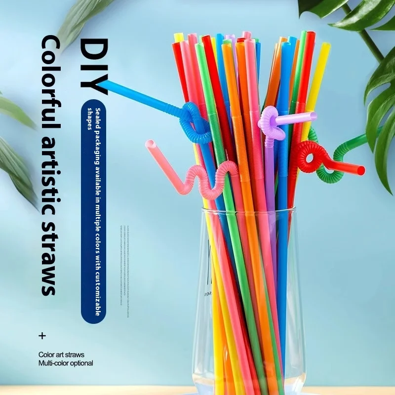 100Pcs Foldable Multicolor Drinking Straws Pajitas Plastique Beverage Straw For Party Bar Wedding Kitchen Home Accessories LIJIA