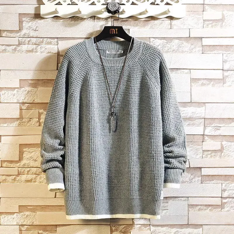 

2023 Winer Men Casual Solid Sweater Men Loose Harajuku Pullovers Male Fashion O-Neck Daily Knitwear Sweater S-4XL