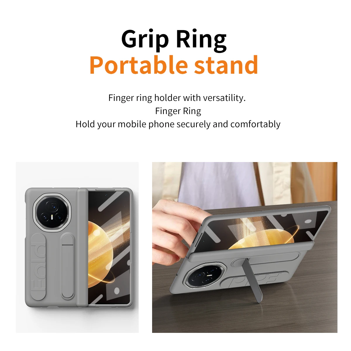 For Honor Magic V3 Silicone Fabric 3-in-1 Protective Phone Case with Wristband and Stand