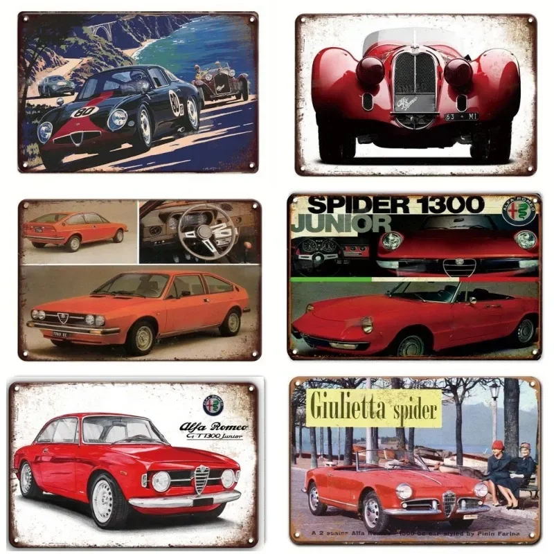 Description Picture 4 of itemVintage Alfa Romeo Art Tin Signs Decor Garage Posters Home Room Wall Decorative Metal Plate Retro Car Stickers Man