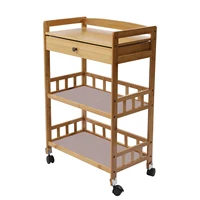 Mobile Kitchen Cart Trolley Rolling Wheelcart Storage Rack Beauty Salons Restaurants Bamboo 65kg Bearing 3