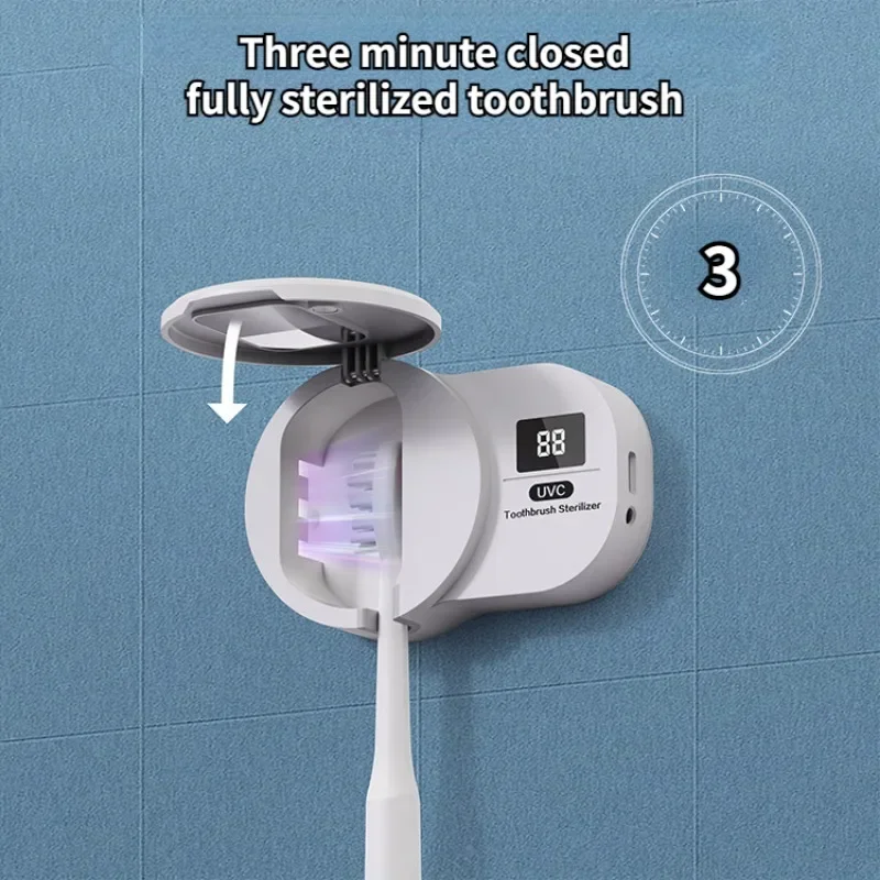UV Toothbrush Holder Sanitizer Tooth Brush Head Disinfection Box Intelligent Induction Germicidal Storage Stand Single Portable