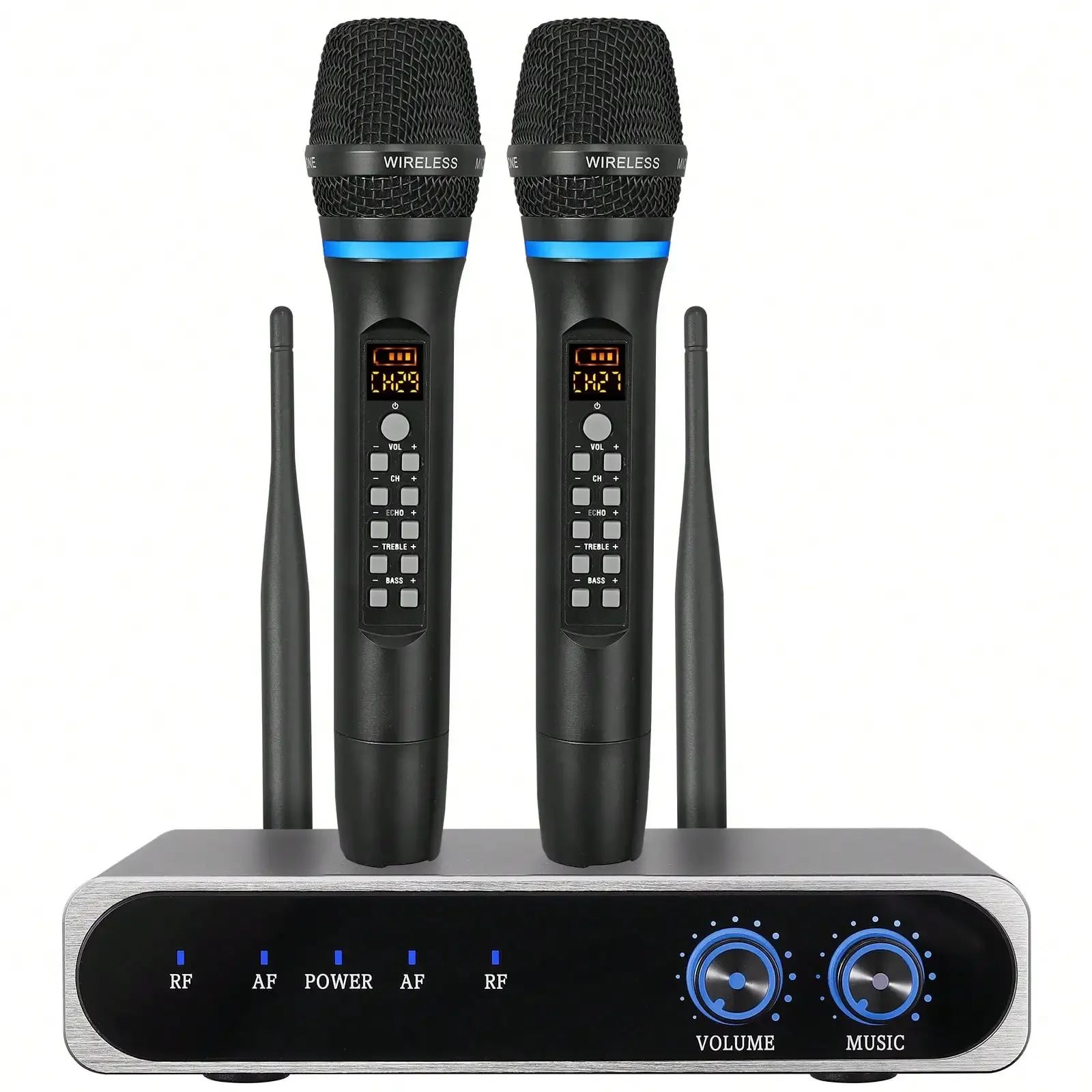 UHF Rechargeable Wireless Dual Cordless Microphone System 1