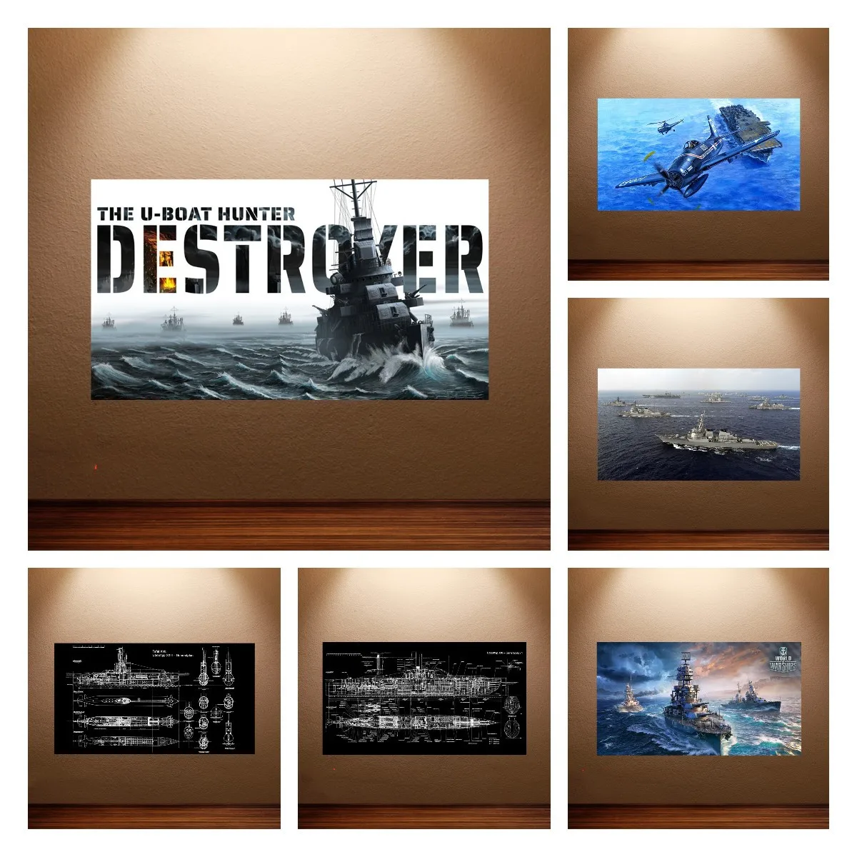 

Destroyer The U-Boat Hunter Poster Video Game Posters German U-type Submarine Warship Poster Canvas Paintings Room Wall Decor