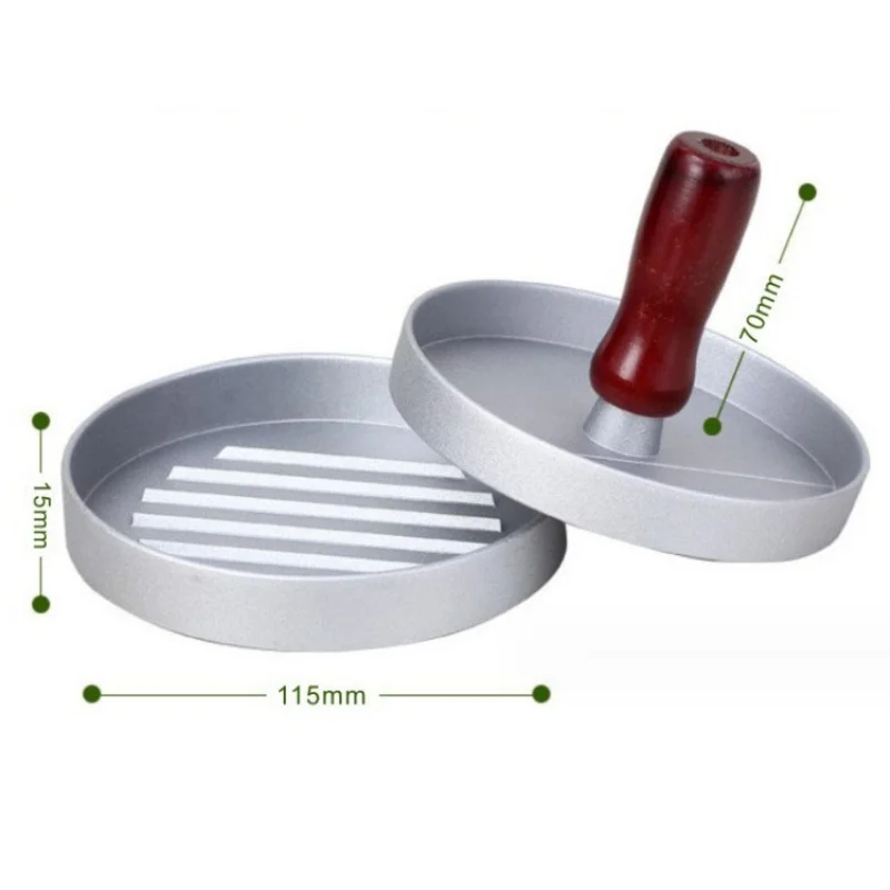 Burger Press Non-stick Hamburger Press Beef Grill Hamburger Patty Metal Mold Wood Handle Meat Cutlets Patty