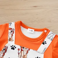 Barboteuse à manches courtes pour nouveau-né garçon et fille de 0 à 18 mois, imprimé Lion mignon avec Faux deux pièces, vêtements d'été pour bébé, 2025 4