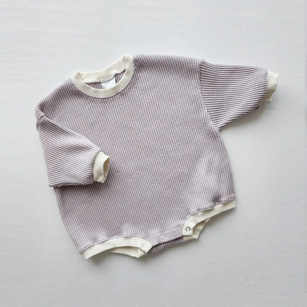 2023 Baby Waffle Sweatshirt Romper Newborn Infant Baby Girls Boys Cotton Oversized Romper Long Sleeve Toddler Clothes Jumpsuits 4