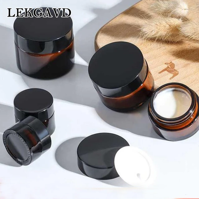 Wholesale 5-100g Empty Transparent Glass Jars Cosmetic Containers  Gold/Sliver/Black Lids Refillable Ointment Face Cream Boxes CN - AliExpress