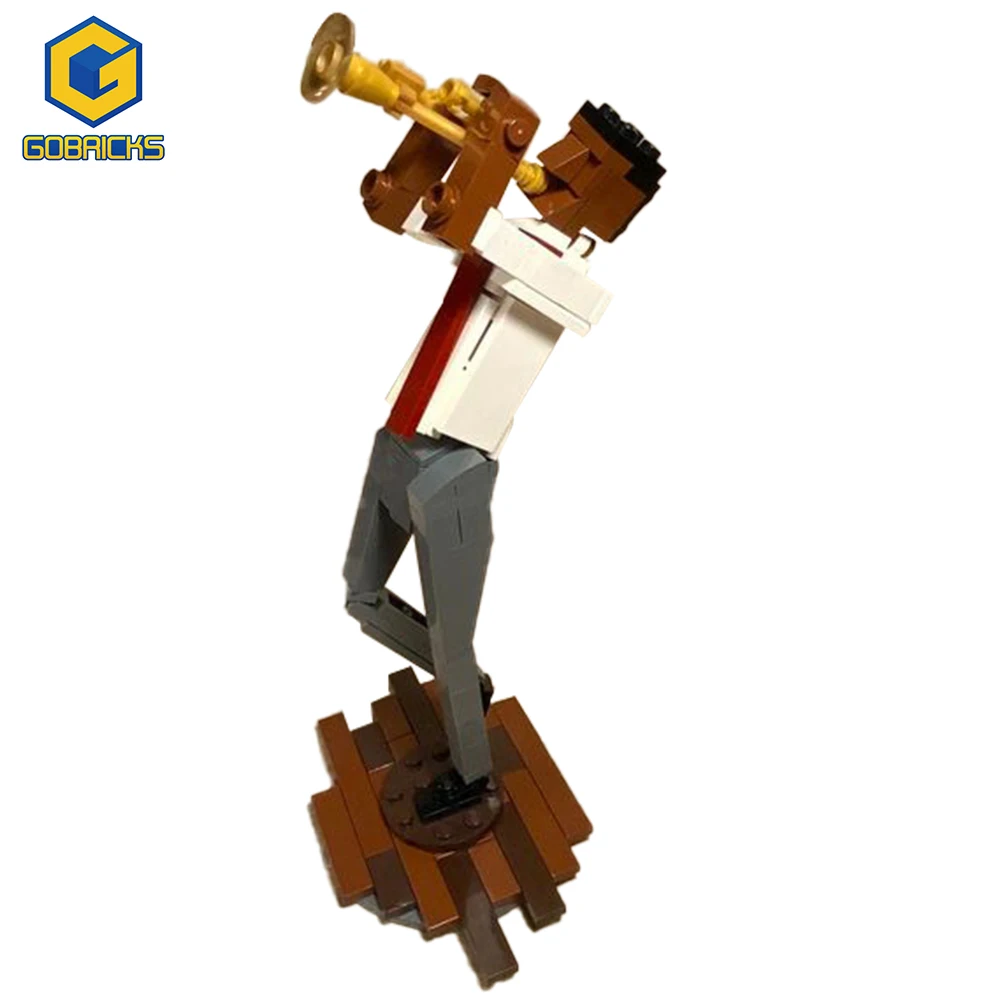 MOC musician 21442 Trumpet Player Violin, Cello, Saxophone Player Building Block Model Jazz Band Doll Brick Toy Children's Gift