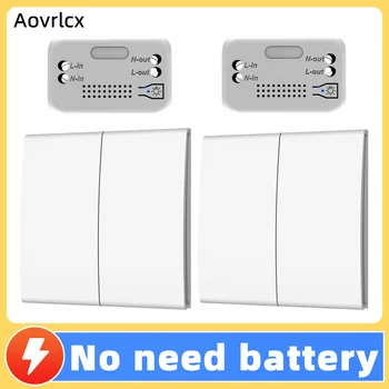 Aovrlcx RF433 MHz Kinetic Wireless Lightswitch ไม่มีแบตเตอรี่ Self-Powered กันน้ํากลางแจ้งรีโมทคอนโทรล PUSH ปุ่มสวิทช์ผนัง 1