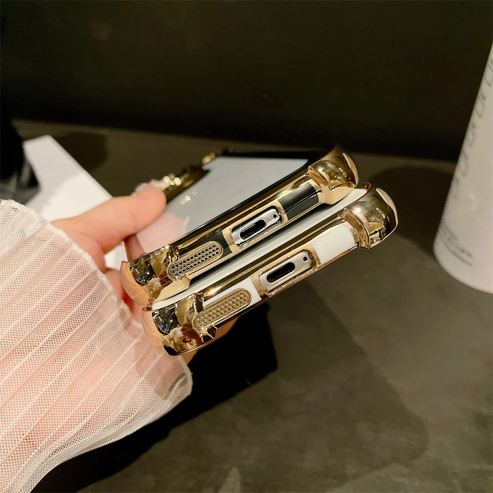 Luxury Clear Plating Phone Case with Airbag Protection and Transparent Camera Guard