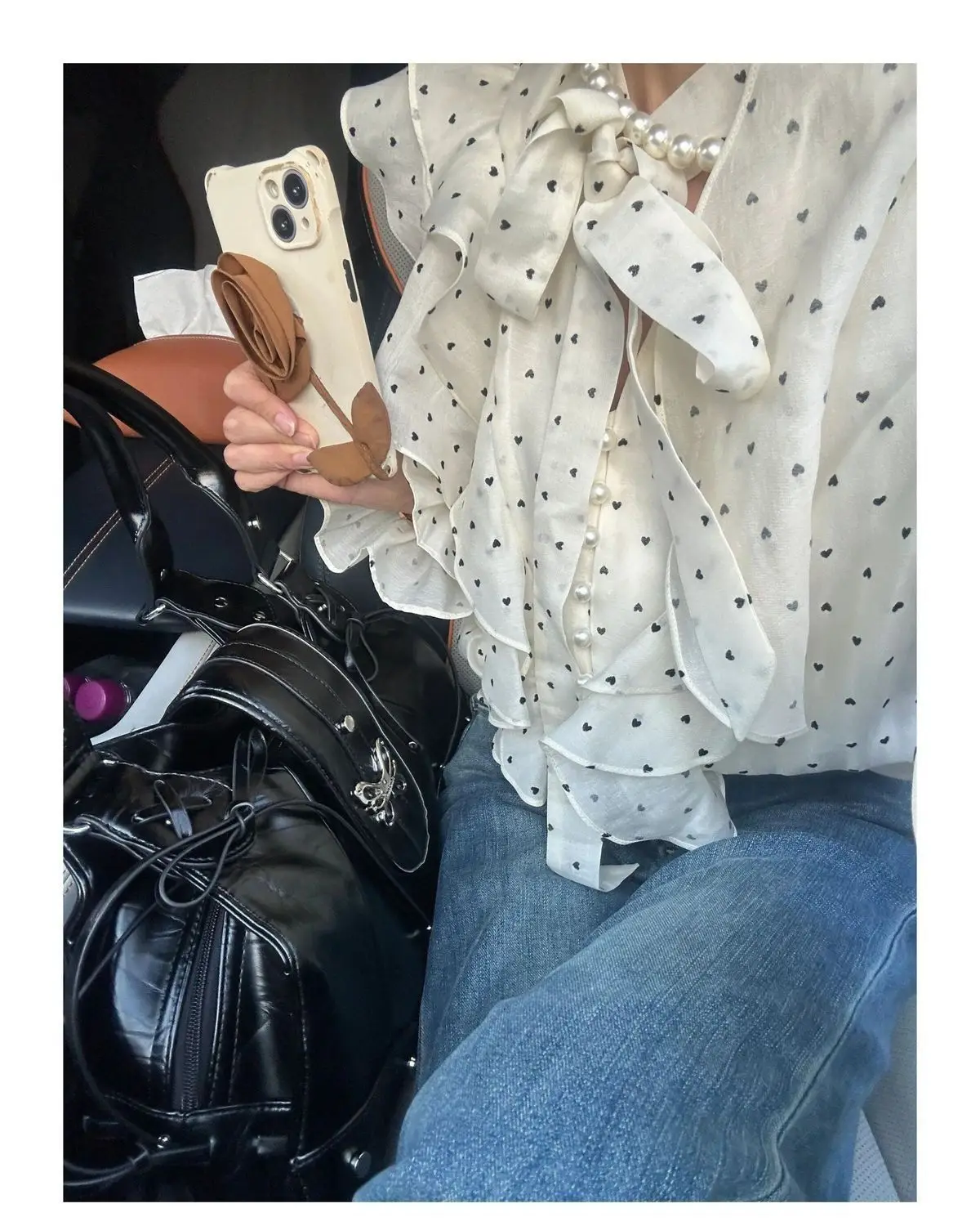 JIAERDI Hot Girl Black Y2k Tote Bag Purse Women Butterfly Leather Large Capacity Shoulder Bag Ladies Fairycore Handbag Aesthetic