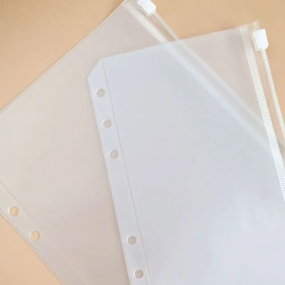 PVC 루즈리프 노트북 내부 가방 프로스트 A4/A5/A6/A7/B5 바인더 보관 포켓 방수 루즈리프 지퍼 가방 선물