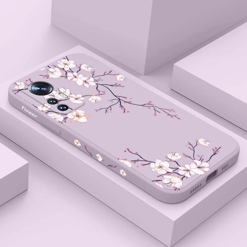 Elegant Plum Blossom Liquid Silicone Phone Case - Premium Protective Cover