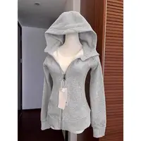 Streetwear noir manteau à capuche 2025 vêtements pour femmes à capuche fermeture éclair coupe ajustée Y2k vestes décontracté mode sweats hauts Ropa Mujer 3