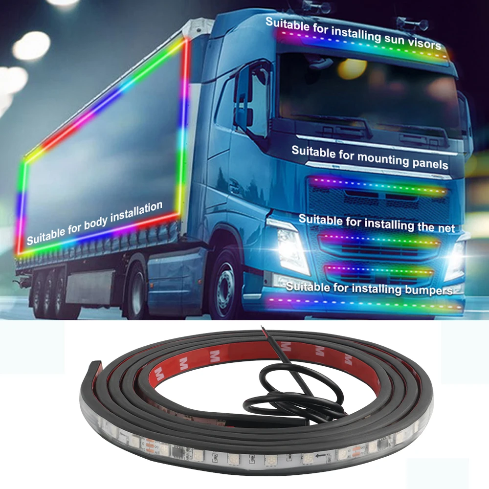 24V luci per camion strisce Led RGB freno flessibile avvertimento luci di  guida Bar colorato lampeggiante atmosfera lampada parti esterne Auto