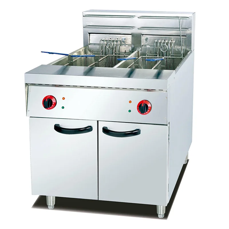 Double Cylinder Electric Fryer with Basket Commercial Floor Standing Frying Machine for Restaurant Kitchen 28L Oil Chicken
