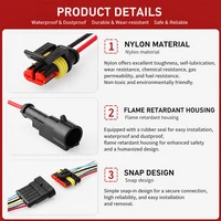 2Pin Waterproof AMP Auto Connector 18AWG Male Female with Wire Quick Disconnect for Truck DJ7021-1.5-11/21 OEM 282080-1/282104-1 2