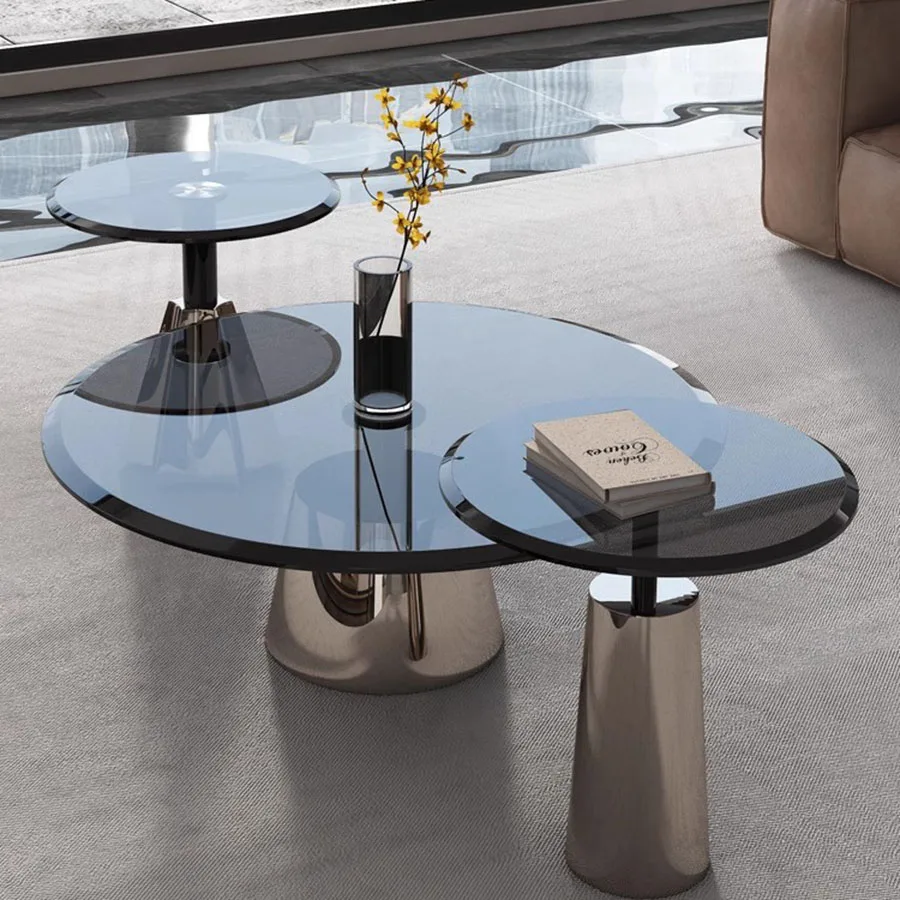 

Modern Coffee Table Living Room Sofa Ornament Unique Coffee Table Nordic Round Portable Italian Glass Top Mesinha Home Furniture
