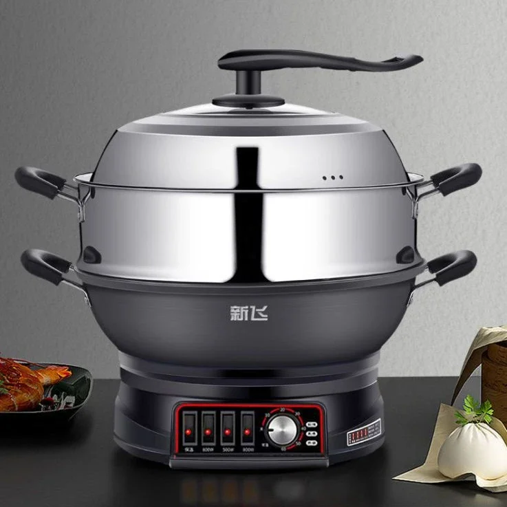 Multifunctional household electric wok cast iron rice cooking steaming fried stew all-in-one plug-in electric frying pan 6