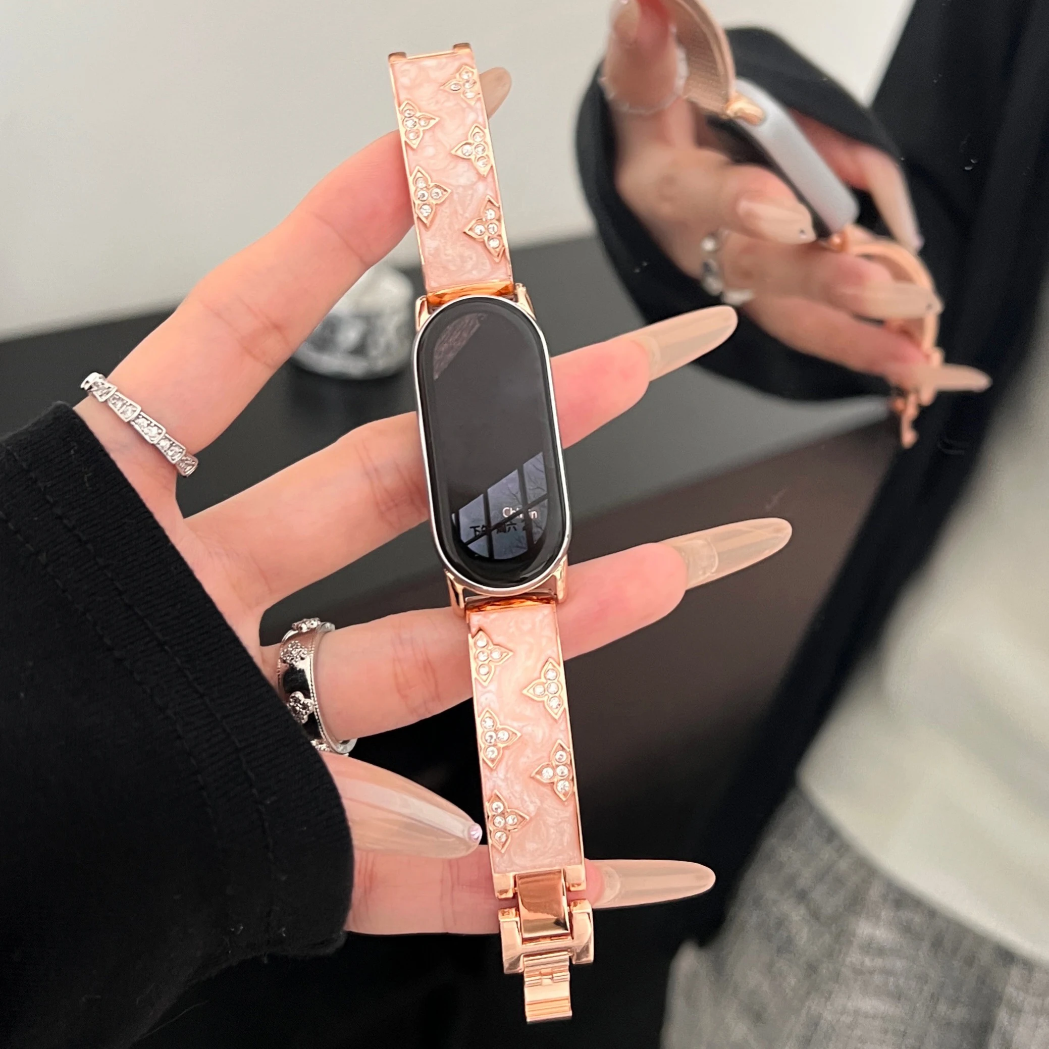 Noble Diamond-Encrusted Metal Strap