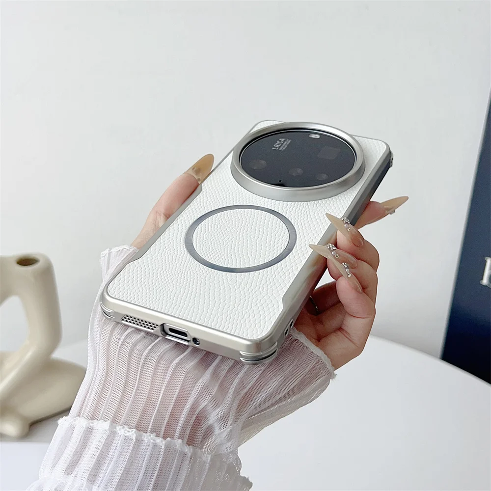 Luxury PU Magnetic Wireless Charging Protective Back Cover Case - Premium Design