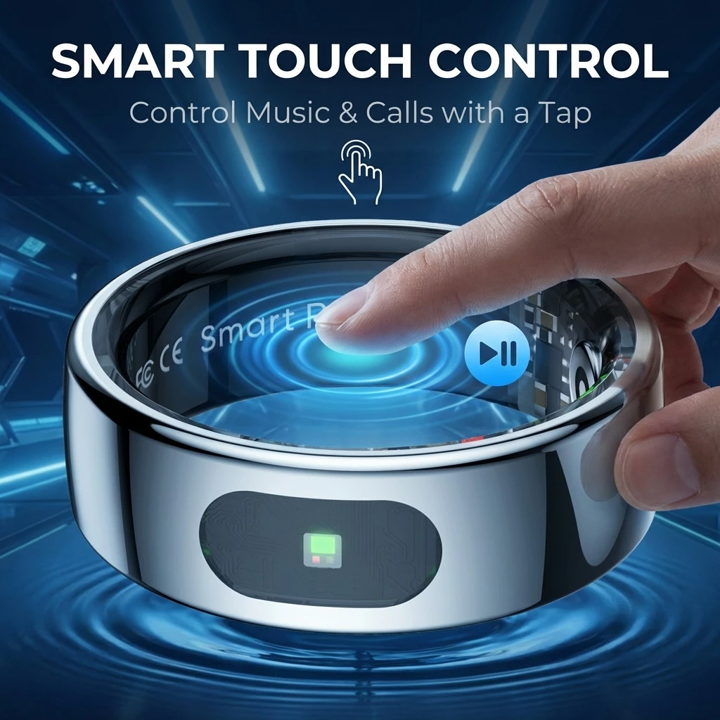 Smart Ring Health Tracker with Sleep & Skin Temperature Monitor, 5ATM Waterproof, Touch Control, 60 Days Battery Life - 2