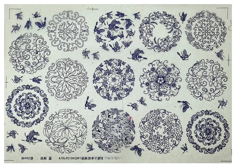 Ceramic Underglaze Blue and White Pattern Transfer Stickers