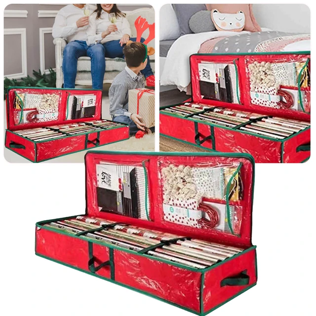 Christmas Storage Rack Spacious Under Bed Holiday Wrapping Paper Container  Perfect For Gift Wrapping Dorm Storage Solutions - AliExpress