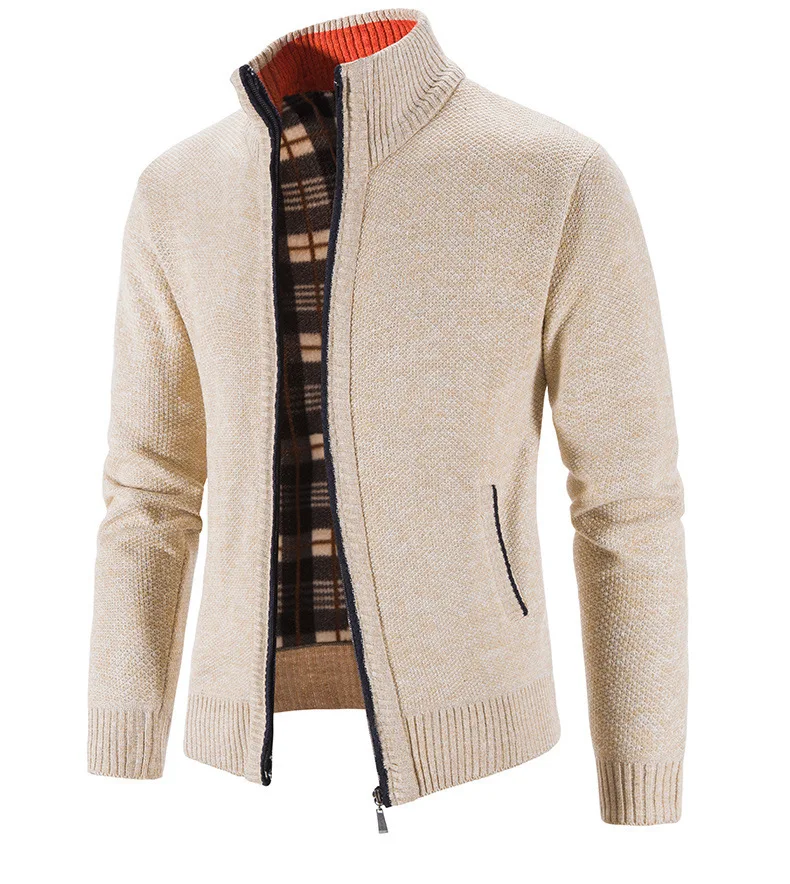 thumbnail image 1 of Suéter de punto grueso de felpa para hombre, abrigo tipo cárdigan, otoño e invierno, 1 of 5