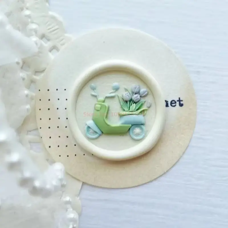 Cute Electromobile Wax Seal Stamp Copper Head 3D Frosted Relief Envelope Invitation Scrapbook Craft Gift Embossed Sealing Stamp