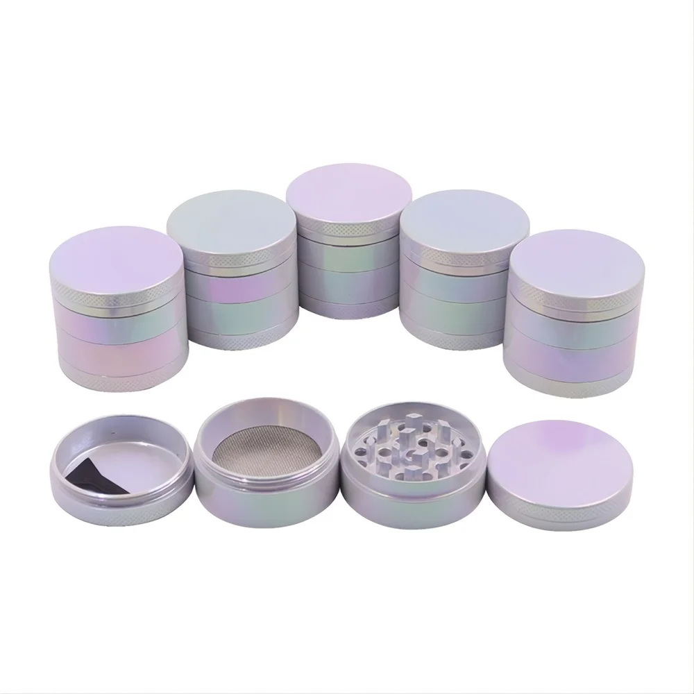 Herb Grinder 4-layer Zinc Alloy Iridescent Tobacco Grinder Spice Miller Durable Crusher Kitchen Tools Smoking Accessories